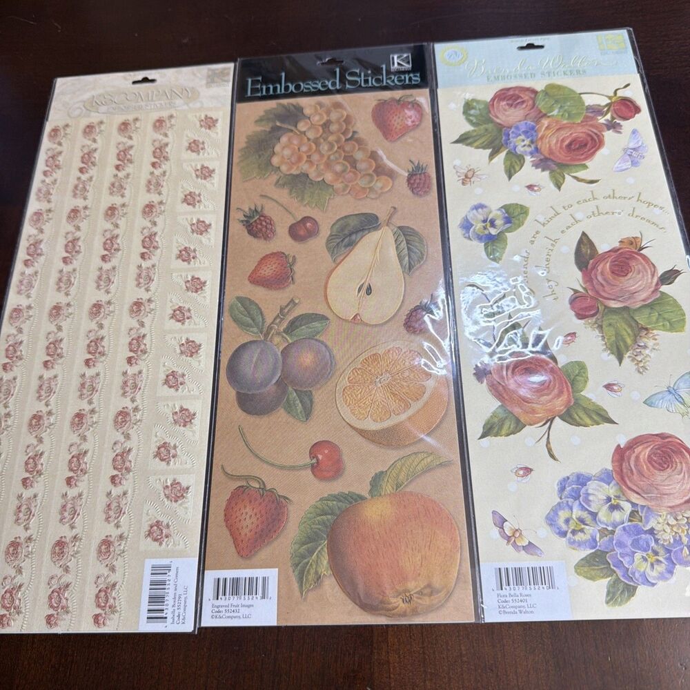 K&Company Embossed Stickers 3 Sheets Scrapbooking